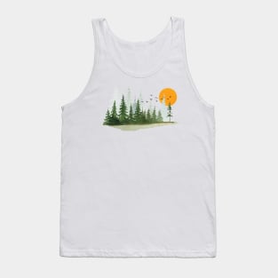 Pine trees forest nature art Tank Top